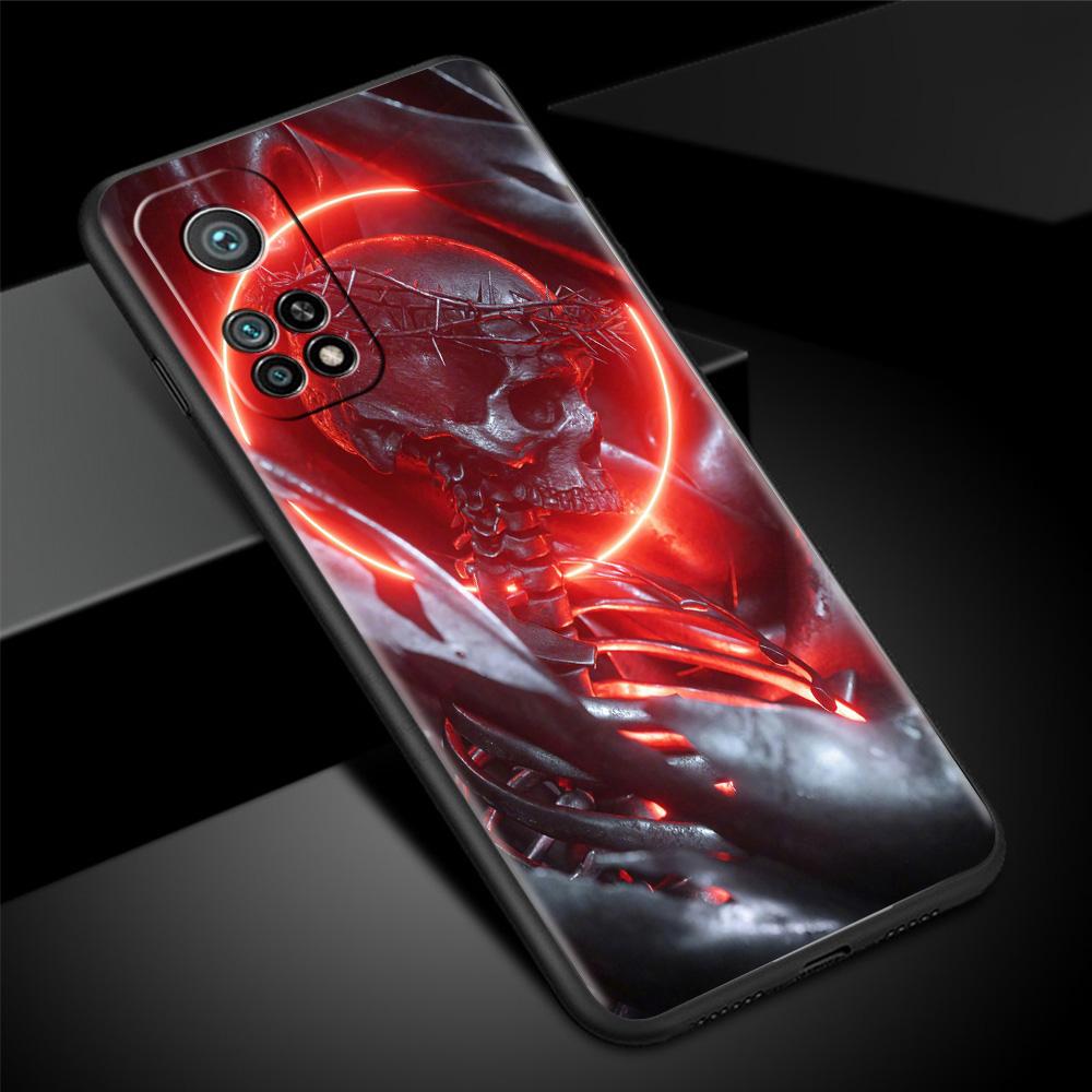 Czarne Miękkie Etui Na Xiaomi Mi Poco X3 NFC 10T Pro 11 11T Note 10 Lite 9T M3 F3 A2 F1 TPU Pokrowiec Na Telefon Komórkowy Różany Szkielet Czaszka