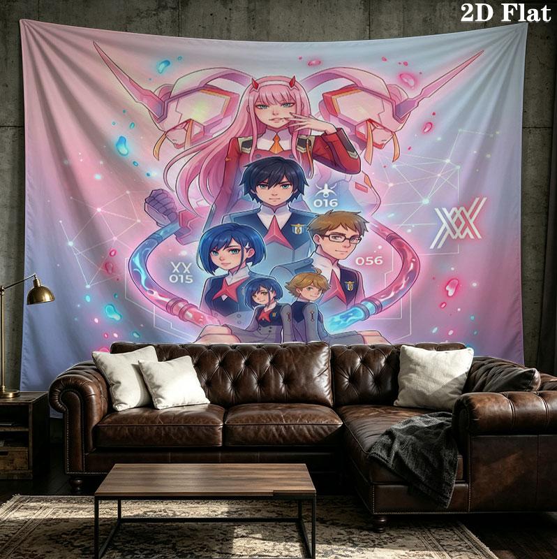 Franxx Wall Tapestry Aesthetic Wall Hanging Printed Fabric Blanket Decorative Tapestries For Bedroom Living Room Home Decor