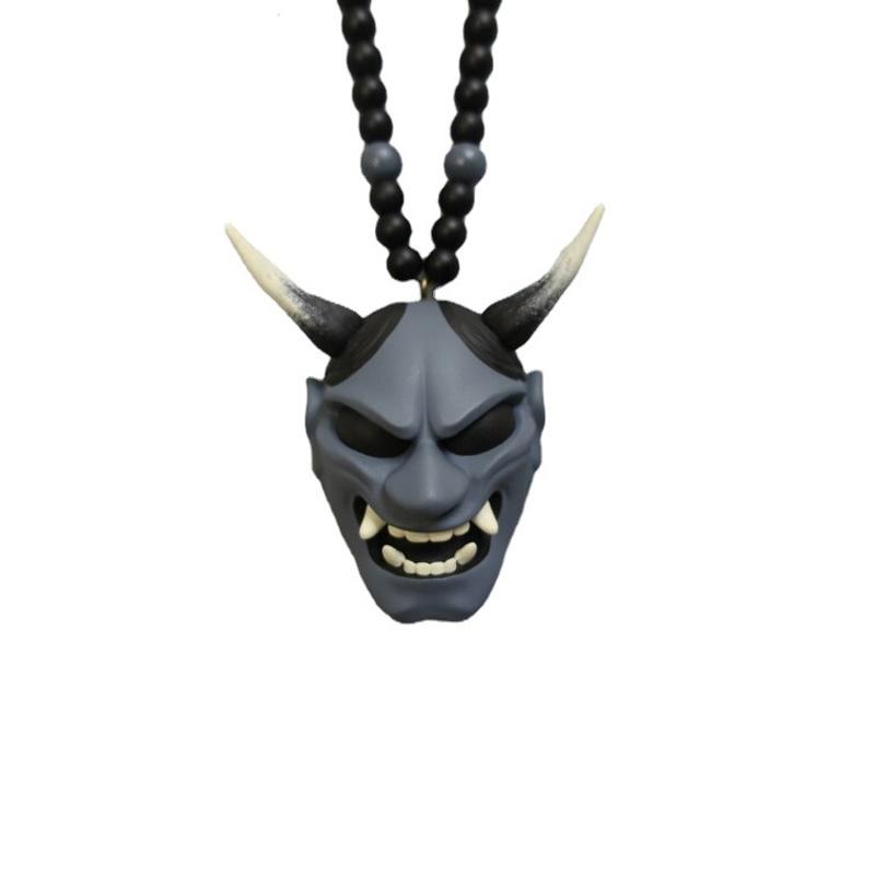 1Pc Hannya Helmet Japanese Oni Charm Hanging Pendant Samurai Car Accessories Auto Ornament Rear View Mirror