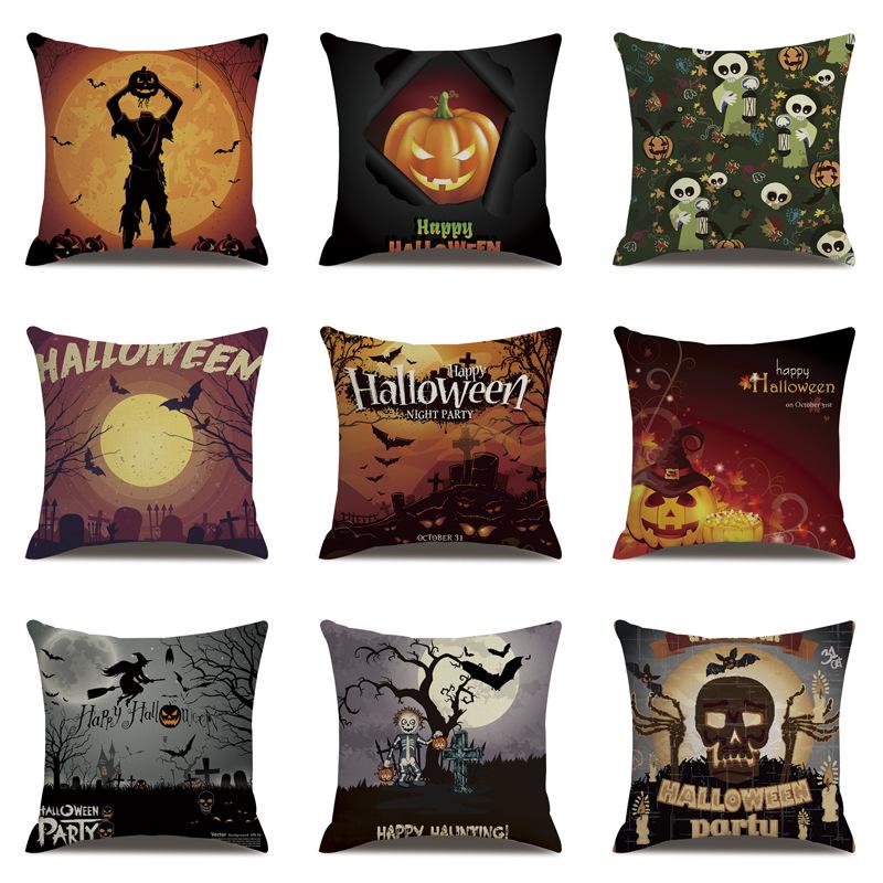 Halloween Linen Pillow Cover Printed Pillow Cover