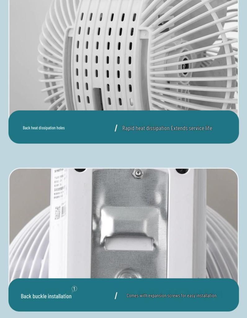 Wall-Mounted Punch-Free Air Circulator Fan for Kitchen & Bathroom