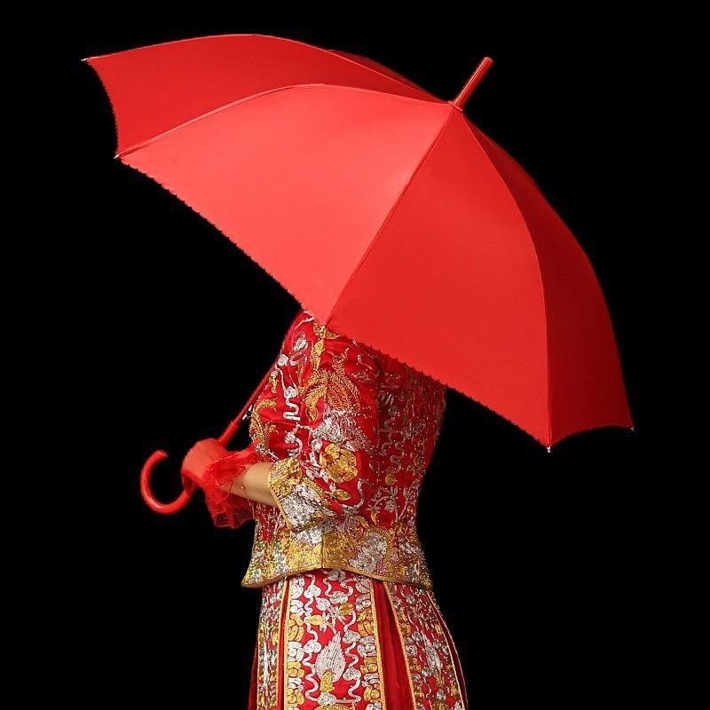 

Chinese Red Wedding Umbrella with Tassels for Bride - Dowry and Ceremony Use 100cm