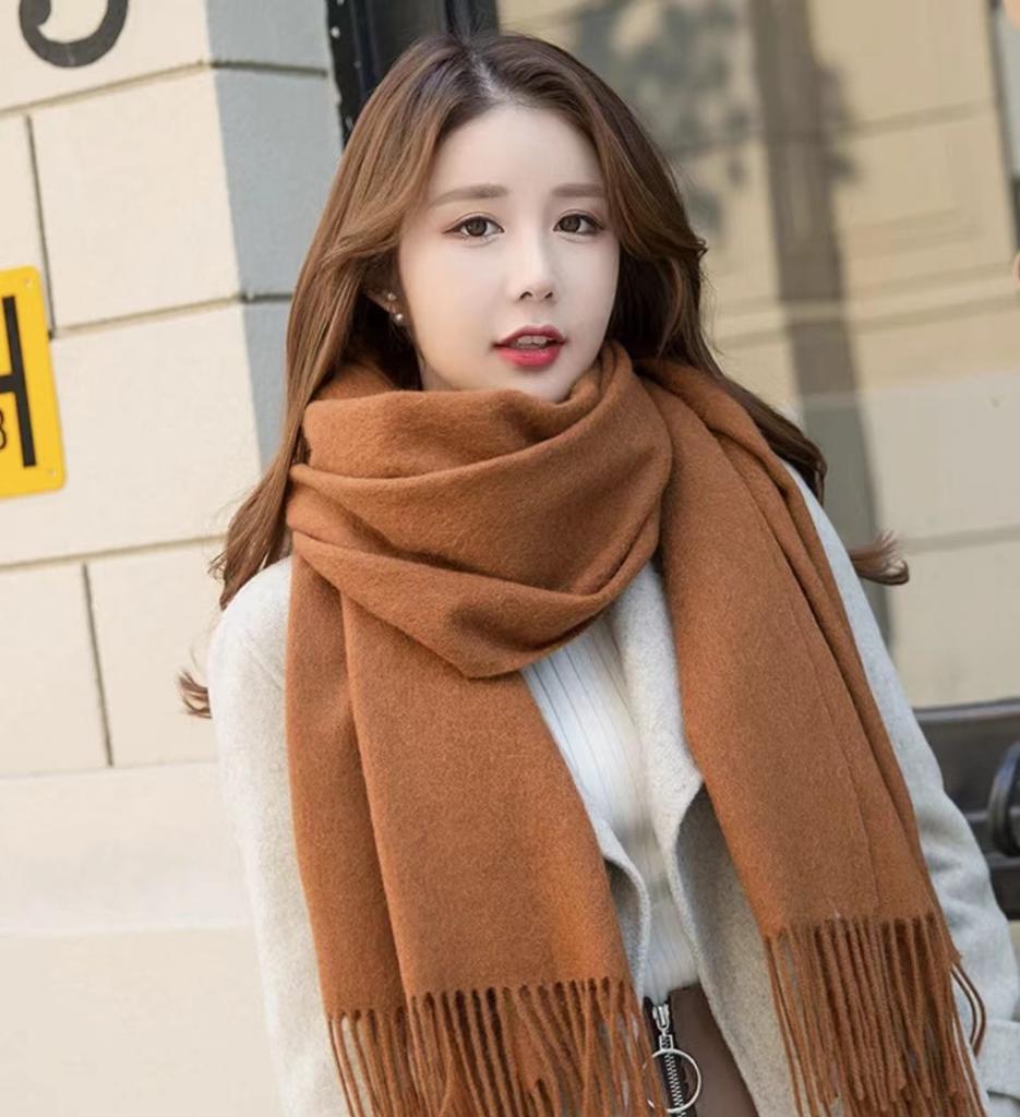 New Korean version of solid color scarf shawl dual-purpose women's winter thickened warm imitation cashmere scarf student versatile