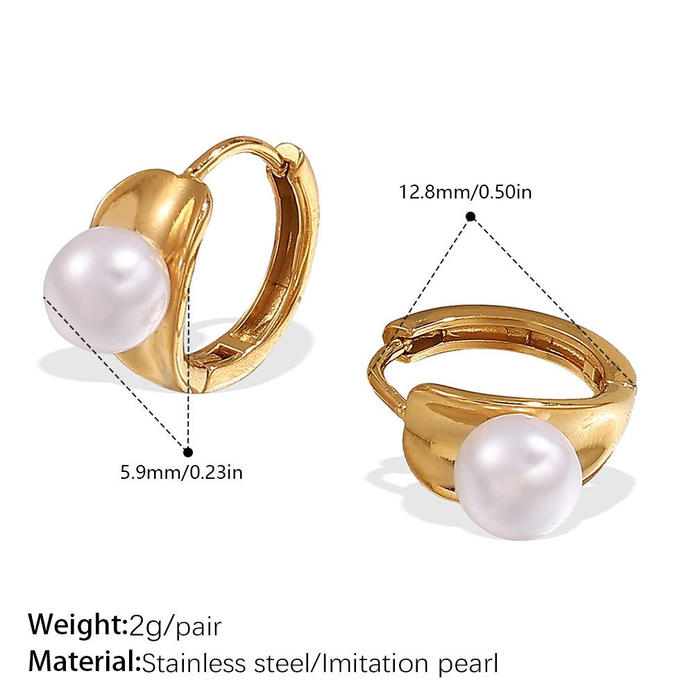 Personalized Imitation Pearl Premium Earrings Niche Design Stainless Steel Gold Rhinestone Versatile Earrings