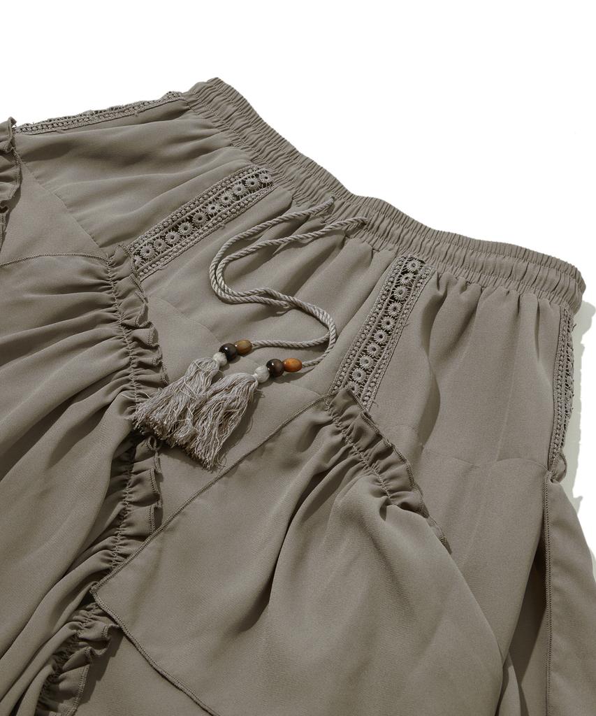 Penfield Boho Chic Diagonal Frill Skirt Brown_Fs2Ws89F