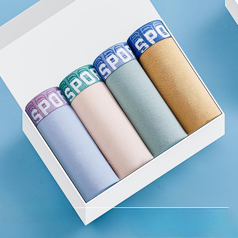 4pcs Youth Underwear Breathable Mesh Ice Silk Underwear Summer Underwear Boxer Shorts Boxer Brief