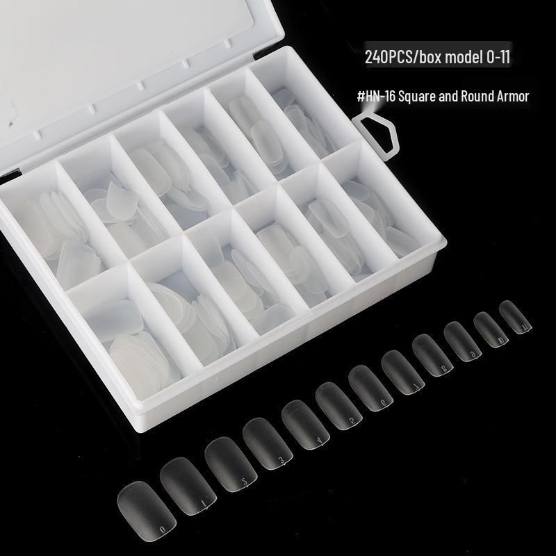 Ultra-Thin Seamless Matte Nail Tips - 240 Piece Boxed Set: No-File, Full-Stick False Fingernails