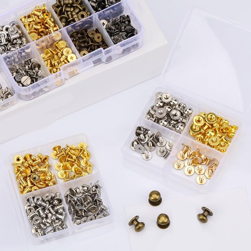 Round Head Button Studs , 4MM 7MM 8MM Metal Screws Spikes and Studs, Leather Rivets Screws Button Rivets for Leather