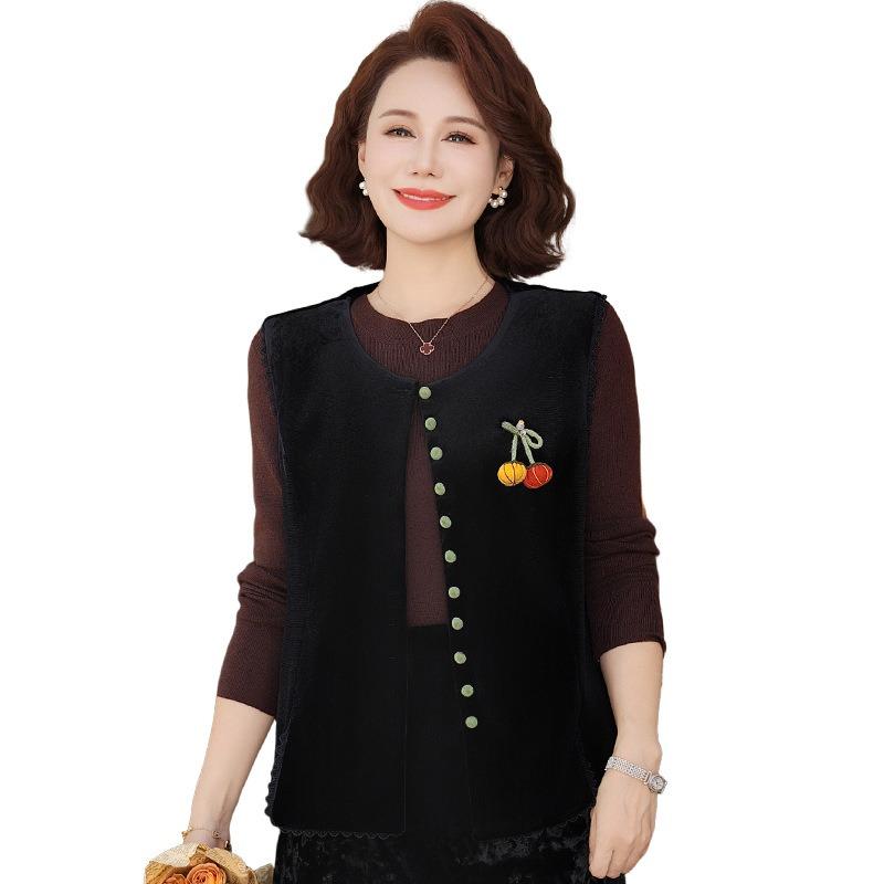 Autumn new product multi-button design vest high-end temperament golden velvet with contrasting color age-reducing vest vest vest