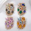 Retro dubbele kattenbroche bezet met diamanten, modieus en high-end, veelzijdig in lichte luxe, schattige diervriendelijke borstbloem, damesbroche