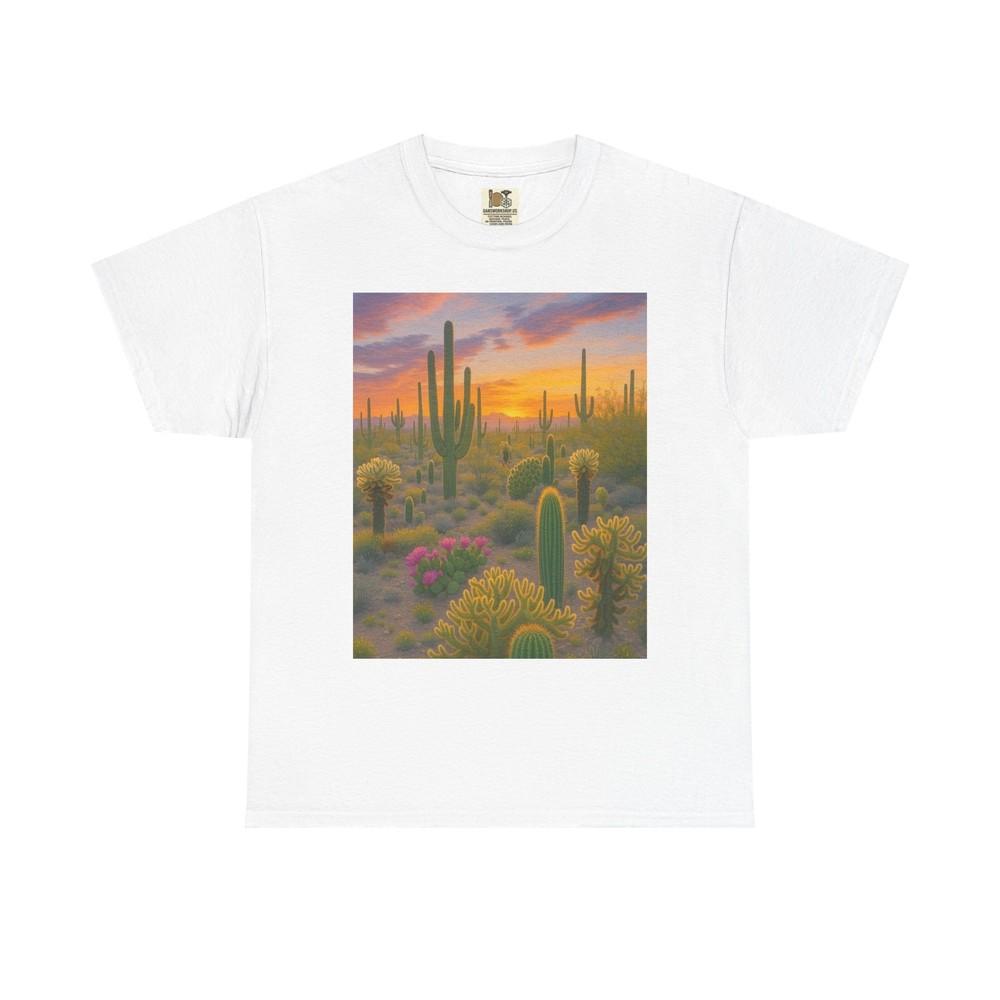 

Унисекс футболка «Закат в пустыне», рубашка в стиле бохо, подарок для любителя природы, кактус XL
