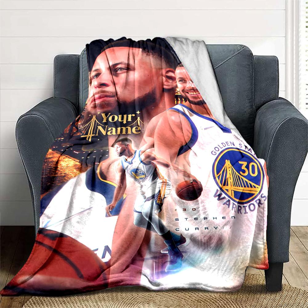 Golden State Curry Customize Text Blanket Throw Personalized Blanket Soft & Cozy Throw For Bedding Home Decor Nap Office Chair All-Season Use