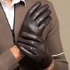 Luvas Masculinas Finas de Couro Genuíno Ajustadas Masculino Respiráveis Macias Moda Clássica Pele de Cabra Outono Sem Forro tela sensível ao toque Luvas de Condução
