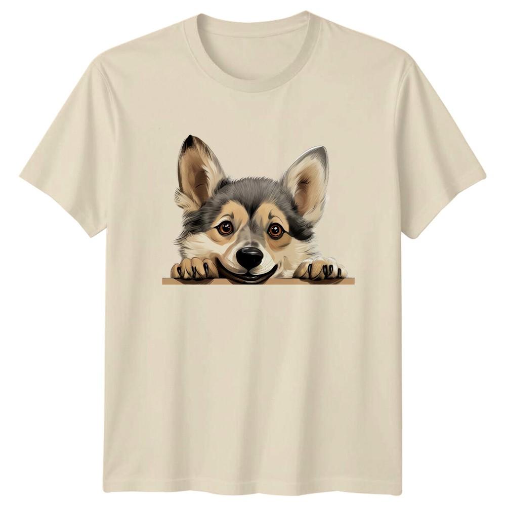 Cute Corgi Peeking Dog TShirt Adorable Puppy Tee