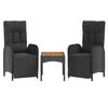 Vidaxl 5-Cz. Garden Furniture Set With Cushions, Black, Poly Rattan