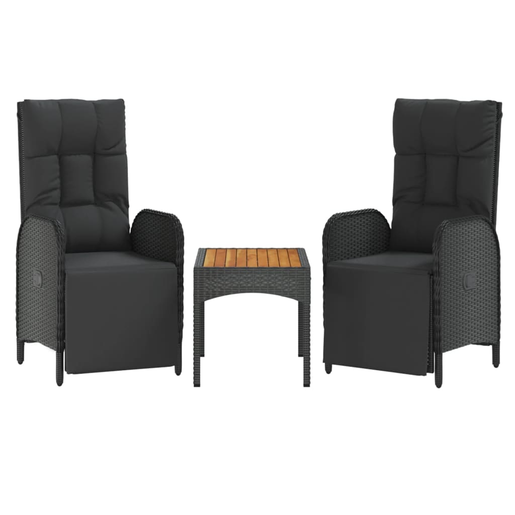 Vidaxl 5-Cz. Garden Furniture Set With Cushions, Black, Poly Rattan