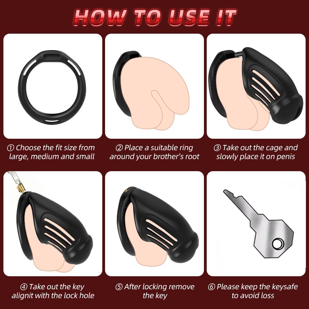 Sex Toys Male Chastity Cage with 4 Sizes Rings And Invisible Lock for Penis Bondage Cock Cage Chastity with Elastic Belt SM Toy