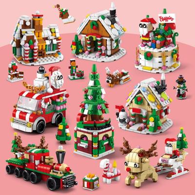 Kids Christmas Gift Micro Building Block Toys Children Santa Claus Reindeer Puzzle Assembling Bricks Table Decor Toys For Boys