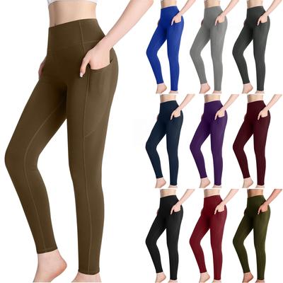 Women's -Lined High-Waist Compression Yoga Pants, Tummy-Control Leggings With Pockets, Warm Fitness Long Pants