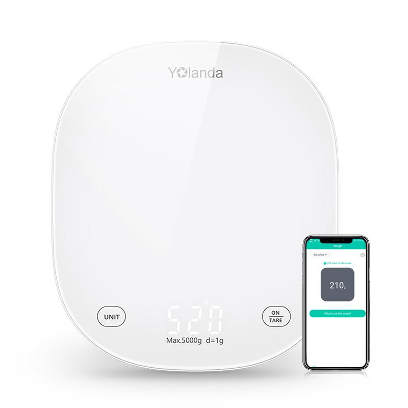 Yolanda Smart Connect Digital LED Screen for Bluetooth Food 0.1g Diet Record Battery Nutrition Weight Measuring Kitchen Scale (Gray,0.01 g&5 kg&100x95x20mm) серый