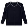 Autumn Winter Rhinestone Button Patchwork Fleece Round Neck Long Sleeve Warm Top for Middle-aged and Elderly Women