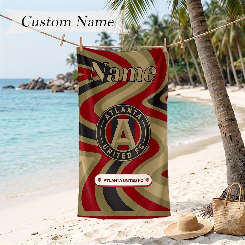 Atlanta United Custom Name Printed Beach Towel Personalized Soft Towel For Swimming Beach Travel