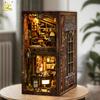 Maquette Maison de Café Rétro DIY Puzzle en Bois 3D Assemblage Étagère Coin Lecture Kits de Construction Miniature Jouets Faits Main