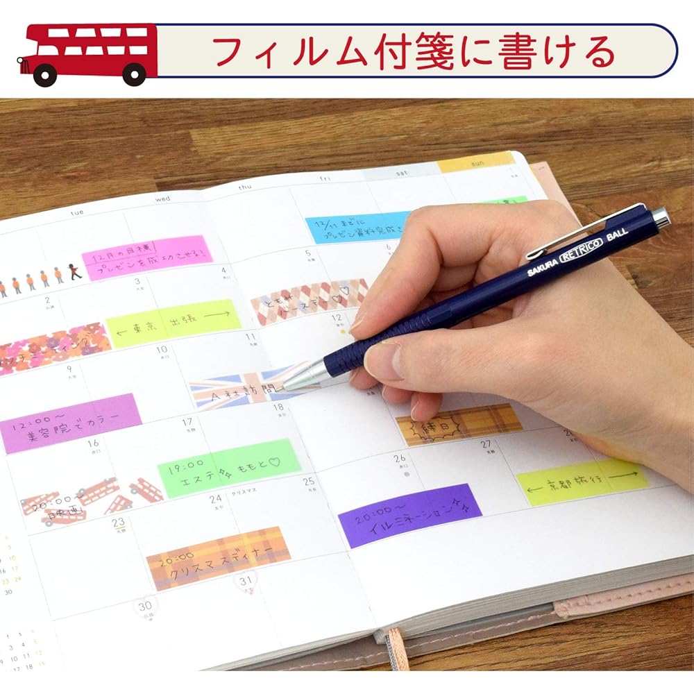 Sakura Crepas Retico Oil-Based Ballpoint Pen 0.4mm Black Ink Deep Blue Pack of 10