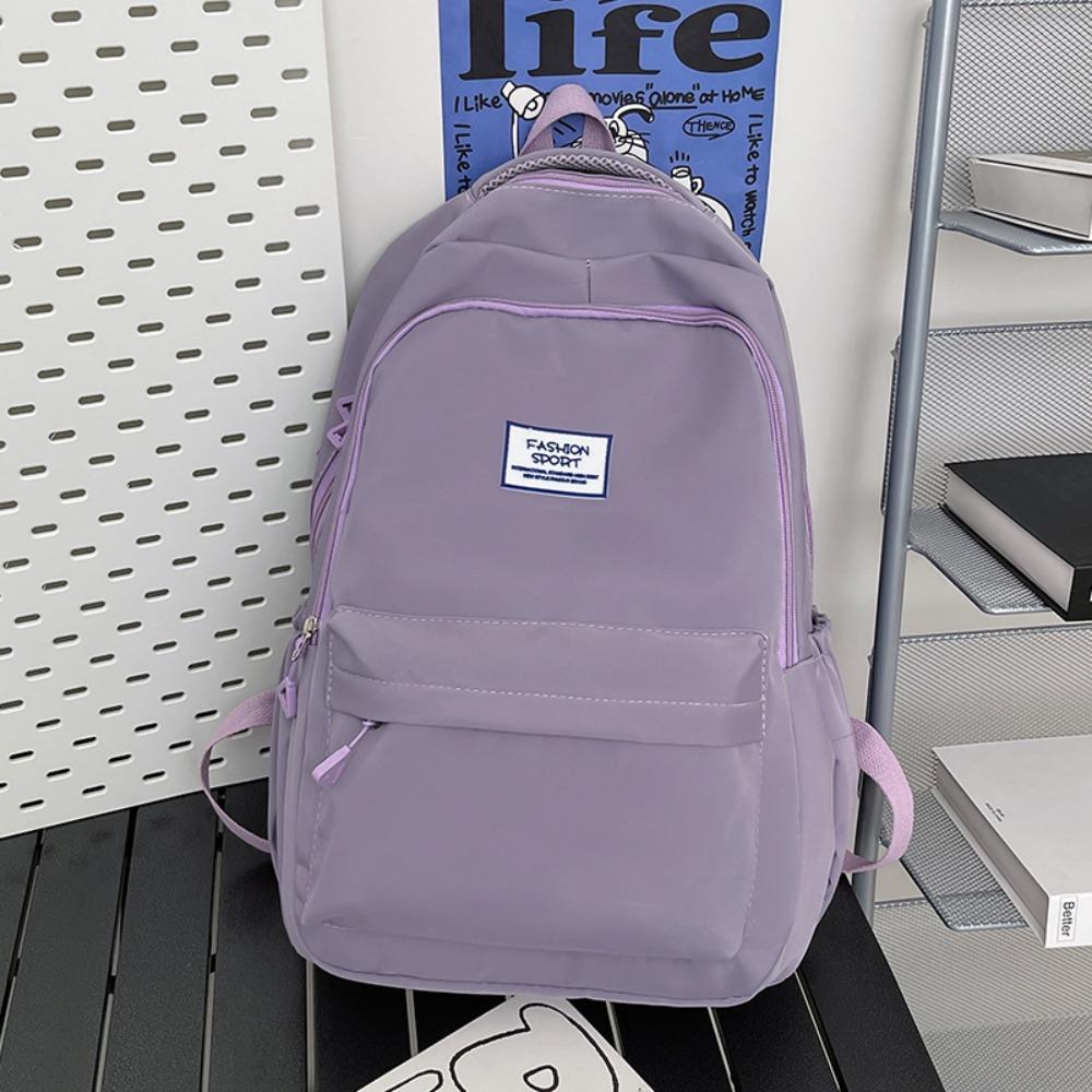 

Рюкзак для старшеклассников с несколькими карманами, однотонный рюкзак для пикника, молодежный студенческий рюкзак, детский фиолетовый