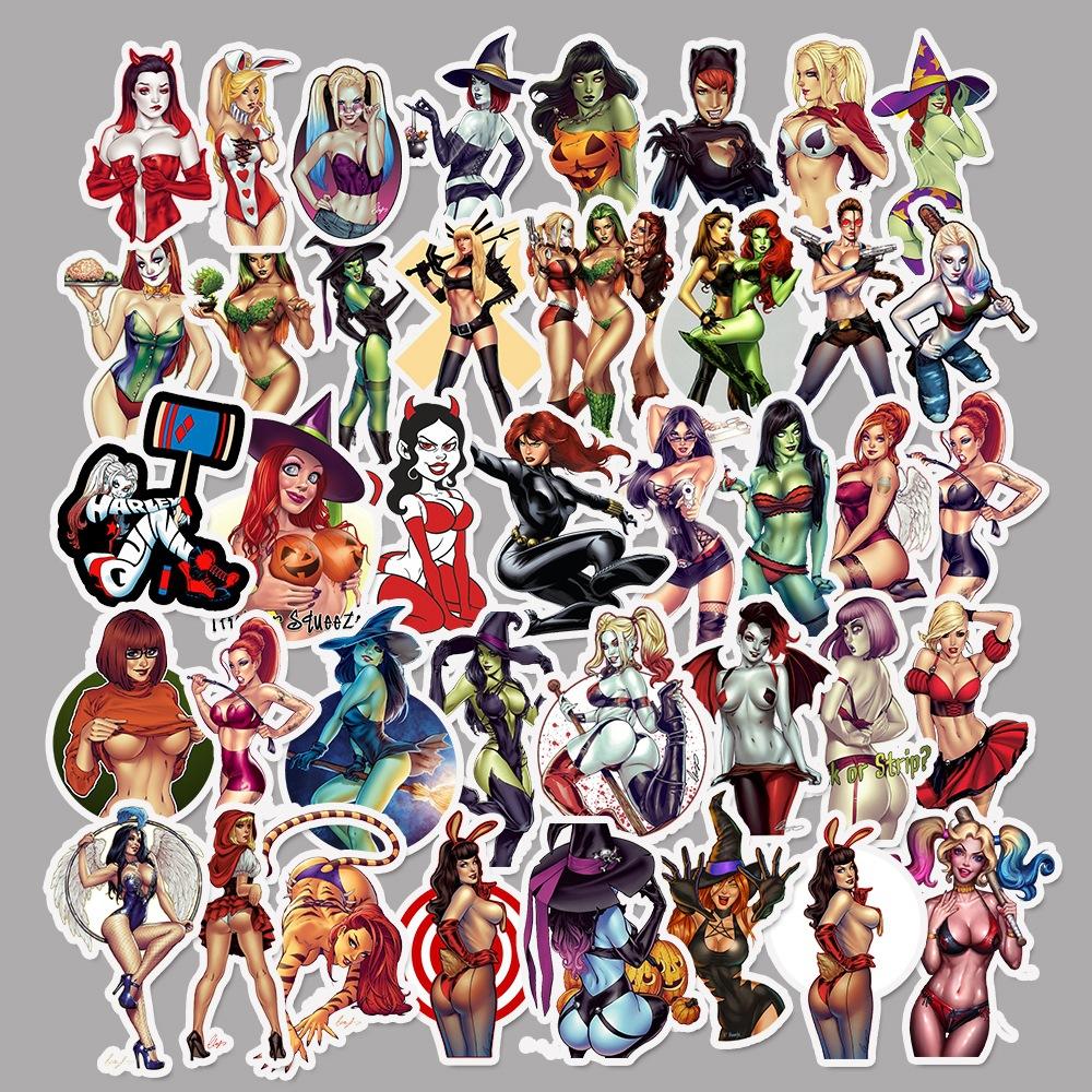 50 Autocollants de Voiture Personnalisés Sexy Fille Démon, Imperméables et Amovibles, pour Valise, Skateboard, Ordinateur, Vélo Électrique, Autocollants Doodle