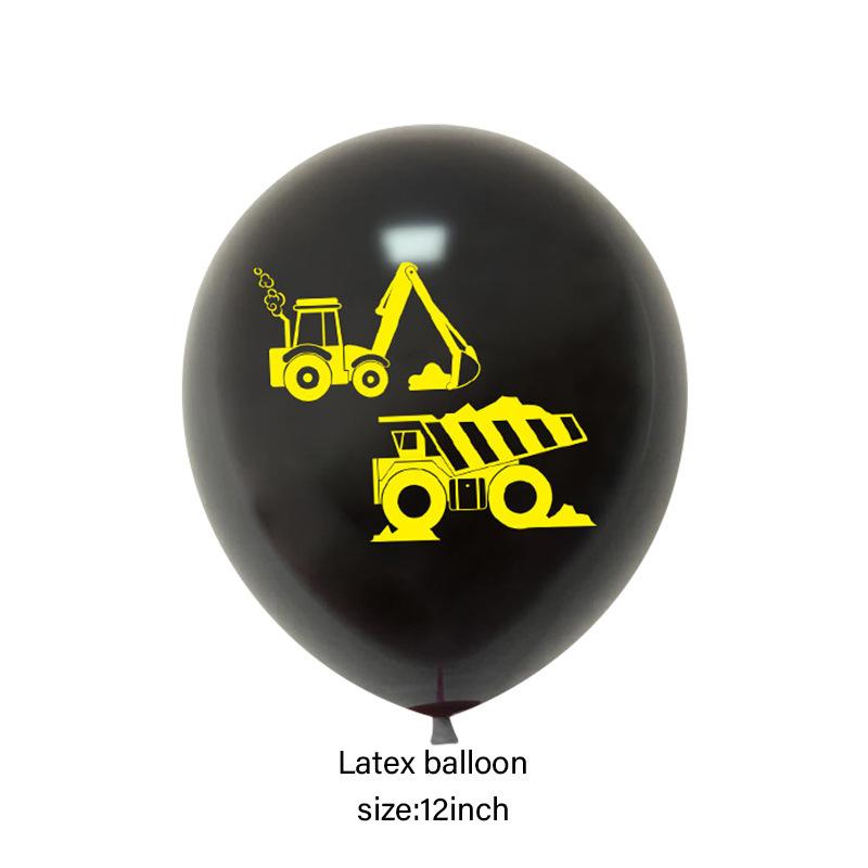 Traffic Construction Vehicle Latex Balloon Pulling Flag Badge Set Birthday Party Decoration Venue Layout