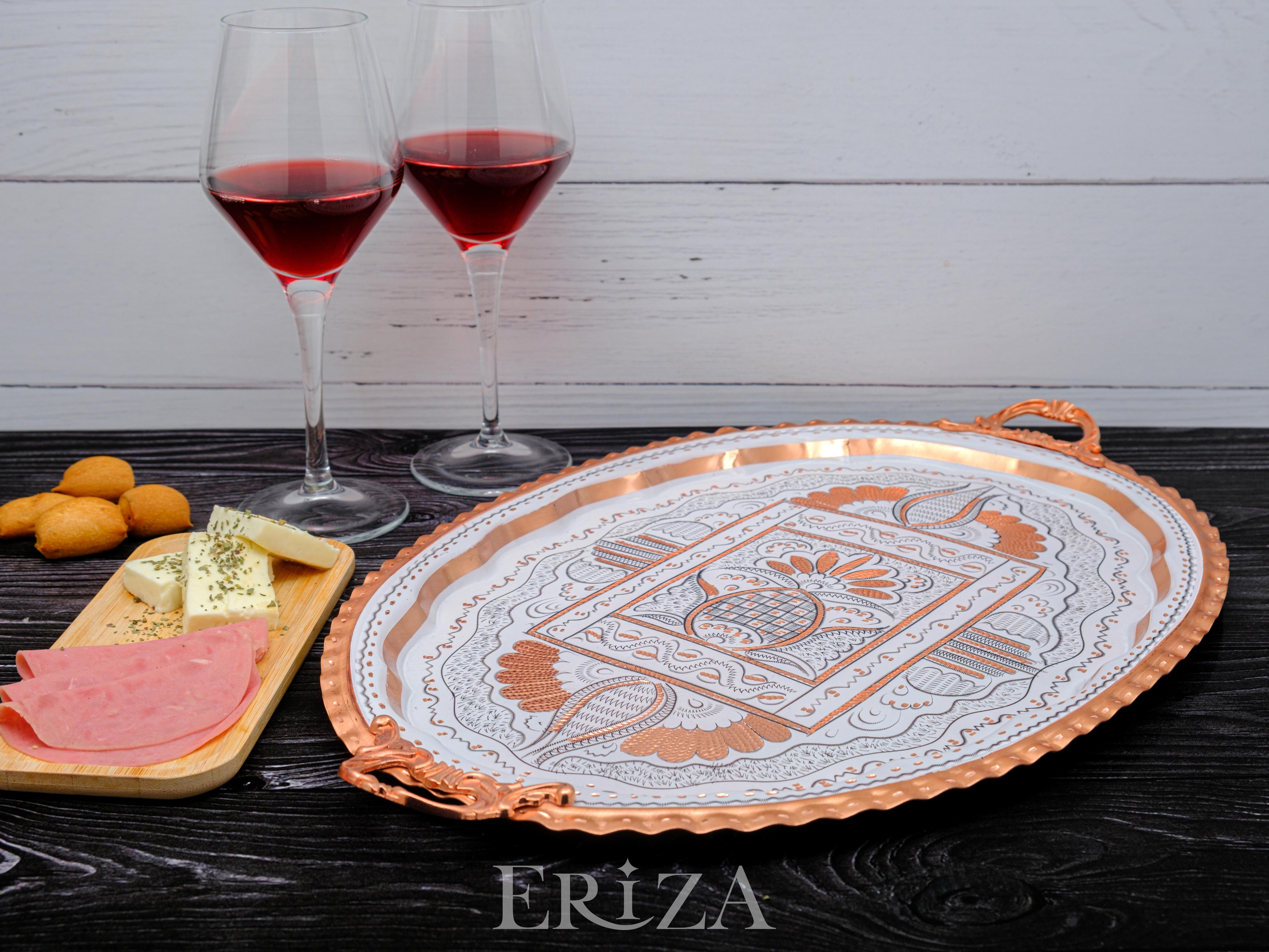 

Copper Oval Serving Tray With Handles 44 Cm NO1 білий