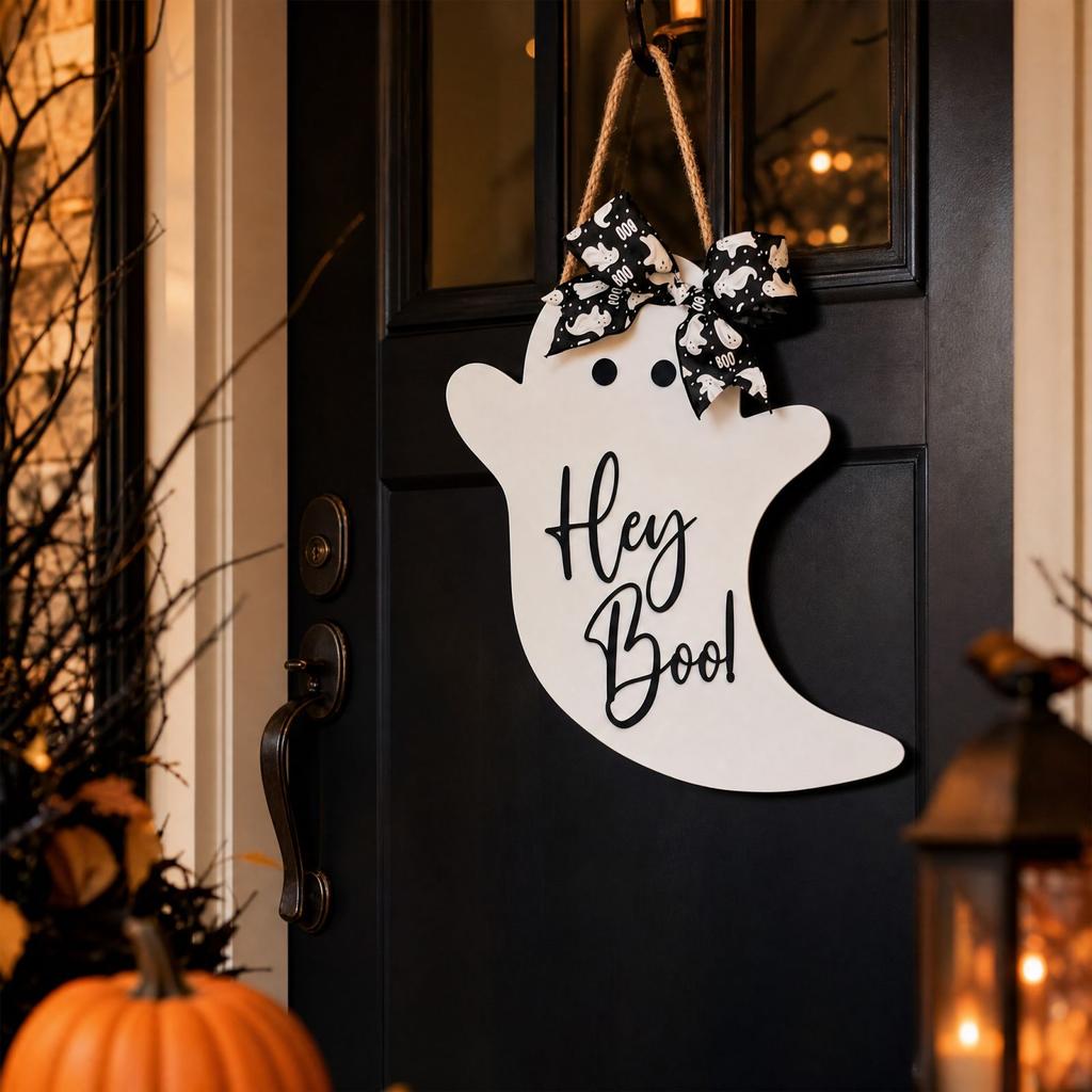 Halloween Wooden Hanging Sign Pumpkin Door Decor with, Funny Home Ornament