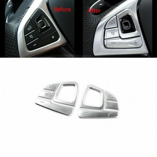 2pcs/Set Silver ABS Car Steering Wheel Button Frame Sticker For Benz E 16 17 18