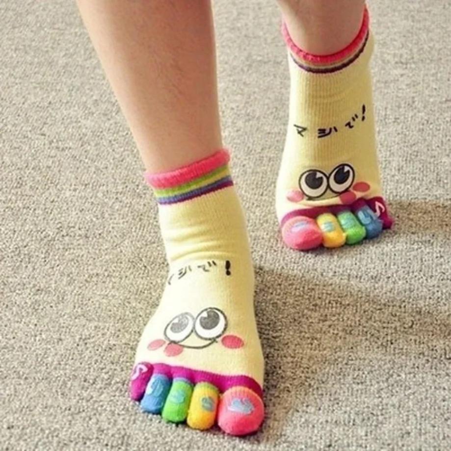 1 Pair Cotton Women Socks Women Cute Casual Five Toe Crew Finger Performance Original Weight Micro Funny Socks