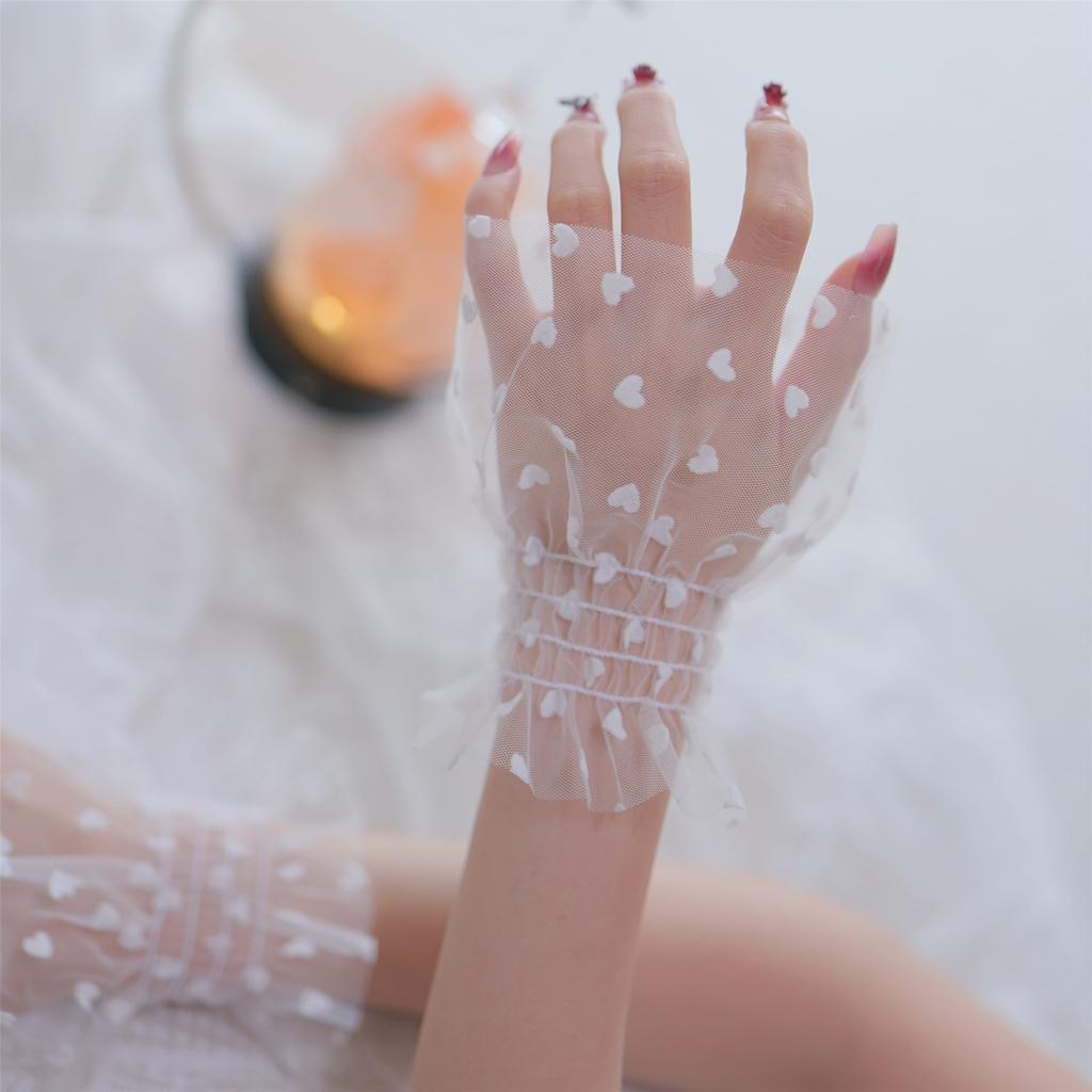 Heart Mesh Arm Sleeves For Nail Photography Breathable Sheer Fabric Elastic Cuffs Fashion Accessories