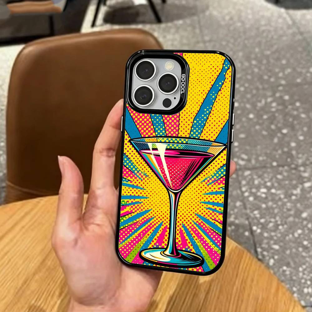 

B-ballerina in flat I-Illustration style Phone Case For iPhone17,16,15,14,13,12,11,Pro Max Colored Silver Plated Inside Cover iPhoneXSMAX