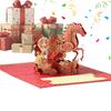 Elegant Popup Horse Greeting Card For 2026 Chinese New Year Elegant Gold Foils Card For Festive Celebration
