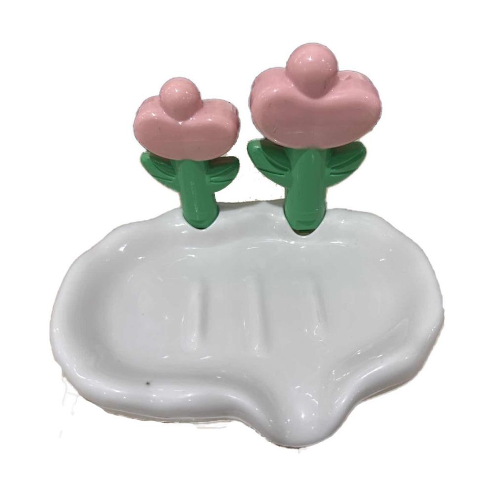 Cute Flower Decor Soap Dish Plastic Soap Holder Soap Rack Drain Soap Tray  Home