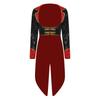 Women Adult Ringmaster Circus Costume Shiny Sequins Gold Webbing Trim Turn Down Collar Long Sleeve Buttons Tailcoat