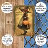 Vintage Halloween Witch Girl with Pumpkin Metal Sign Vintage Home Decor 8x12 Inch Wall Art No Electricity Required Wall Hangable