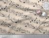 Soimoi White Japan Crepe Satin Fabric Notes Musical Instrument Printed Fabric 1 metre 42 Inch