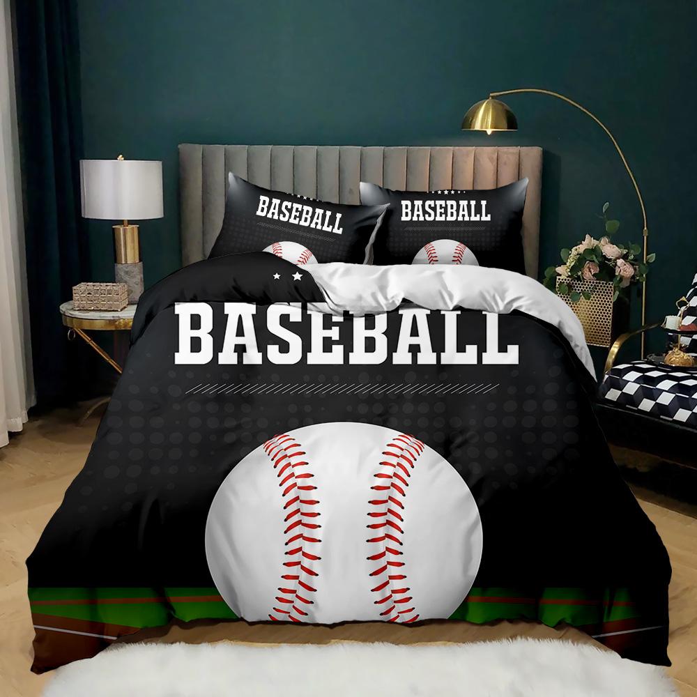 Baseball Duvet Cover Set Twin Queen King Size Ball Comforter Cover Sports Theme Bedding Set Kids Boys Teen Polyester Quilt Cover