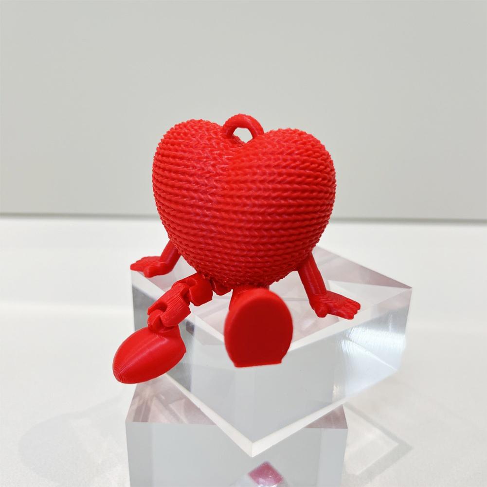 3D Printed Red Heart Model Toy Movable Joint Desktop Decoration Ornament Valentine's Day Gift