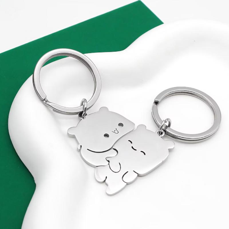 Ett par tecknad katt nyckelring enkel katt nyckelring fest nyckelring kattälskare smycken gåva