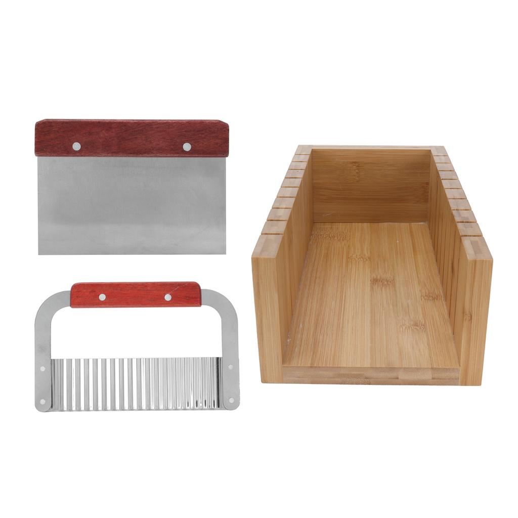 3PCS Seifenschneider Set Brotschneider Form mit geradem gewelltem Edelstahlschneidemesser