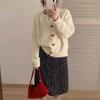 Korean Version Of The Round Neck All-match Design Sense Of Love Women's Button Knit Cardigan 2025 Autumn And Winter New Jacket