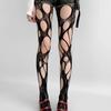 Zerrissene Fischgrät-Strumpfhose mit Loch für Damen, Gothic, unregelmäßig, freiliegende Haut, Strumpfhose, Punk, Y2K, Ausgeschnitten, Retro, Sexy Seidenstrümpfe