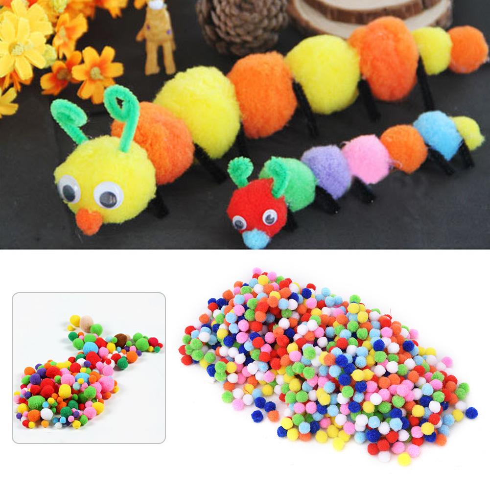 1000PCS Mixed Color Soft Fluffy Pom Poms Pompoms Plush Ball Kids Educational Toys DIY Crafts