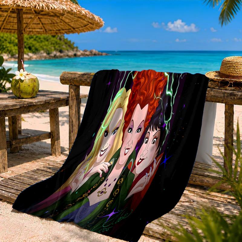 Witch Sisters In The Moonlight Beach Towel Microfiber Beach Towel, Lightweight and Quick-Dry, for Summer Travel, Swimming Pool Fan Birthday Gift